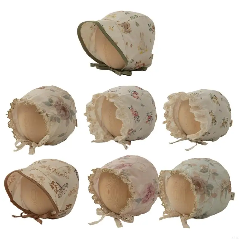 N80C Baby Hat Toddler Sun Hats Spring Lace Hat Baby Girl Infant Cotton Bonnet