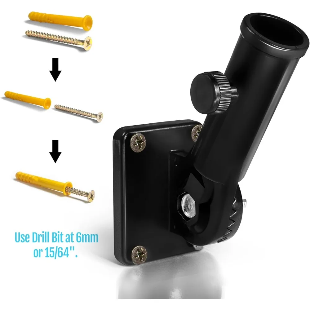 دعامة تثبيت على عمود العلم متعددة المواضع مع أجهزة - مصنوعة من الألومنيوم - قوية وخالية من الصدأ - قطر 1 بوصة (أسود)