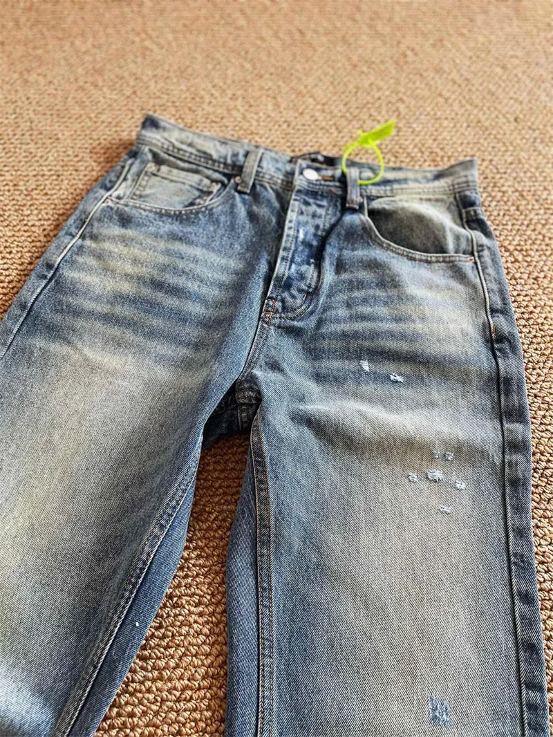 ERD jeans strappati lavati retrò pantaloni svasati pantaloni da uomo