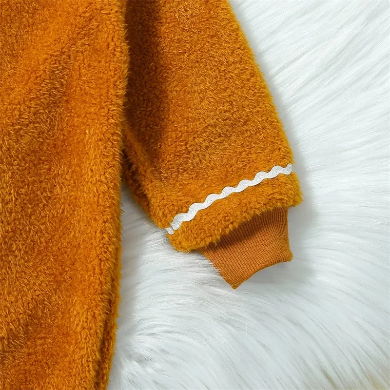 Infant Baby Christmas Fuzzy Jumpsuit Gingerbread Man Cute Hooded Romper Outfit Clothes Cosplay Costume