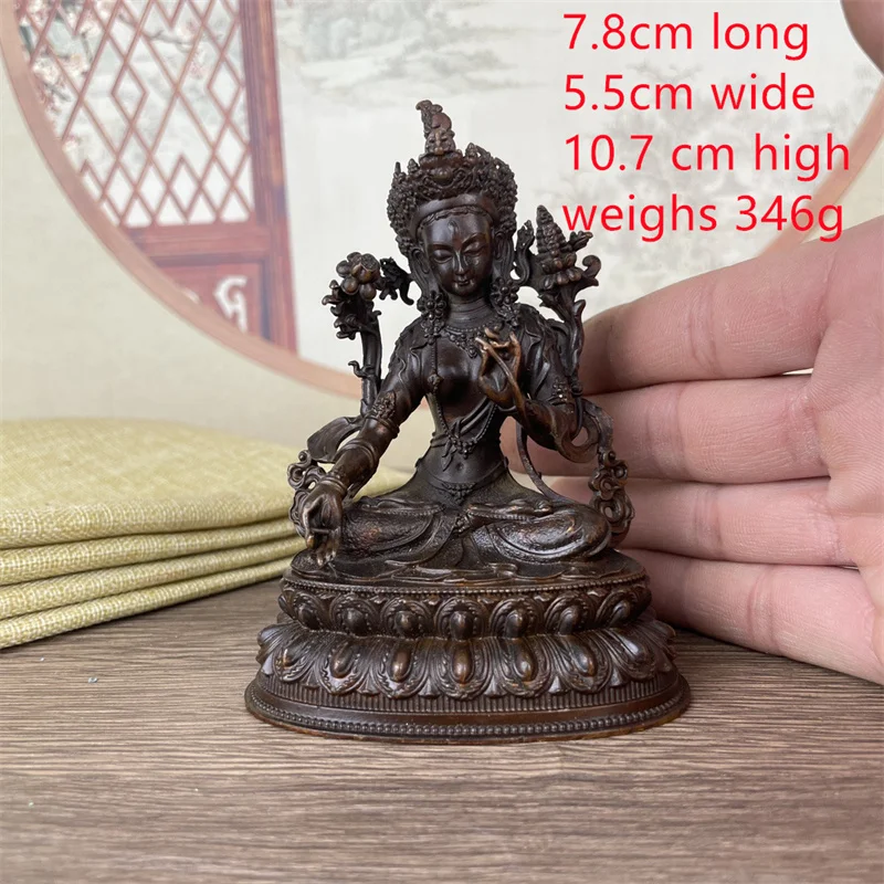 Petite statue de bouddha Tara blanche en cuivre nickel é, ameublement antique, décorations de bureau, artisanat, accessoires, cadeaux