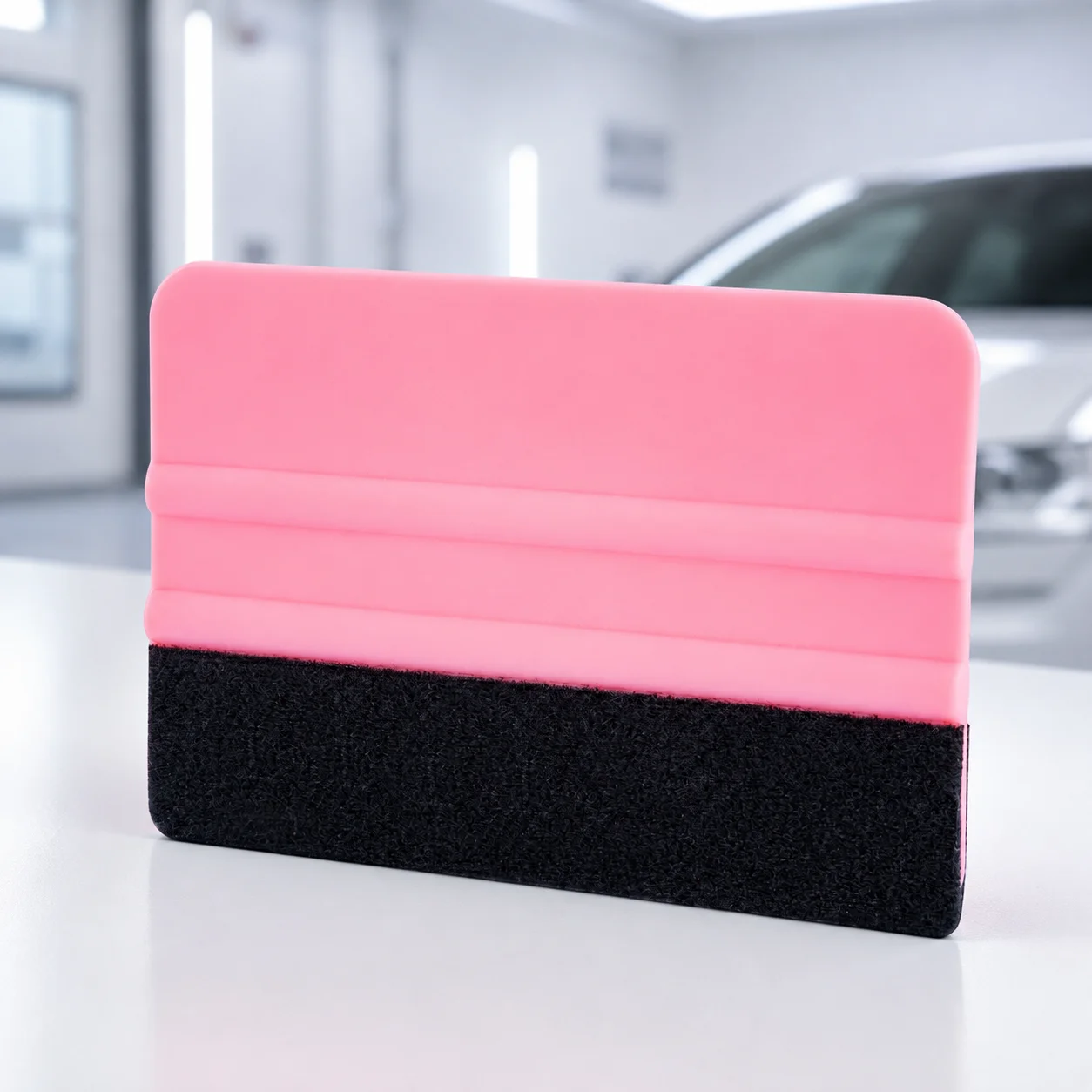 Pink Felt Edge Plastic Squeegee for Vinyl Wrap PPF Window Tint, Anti-Scratch Bubble and Water Removal Car Film Installation Tool