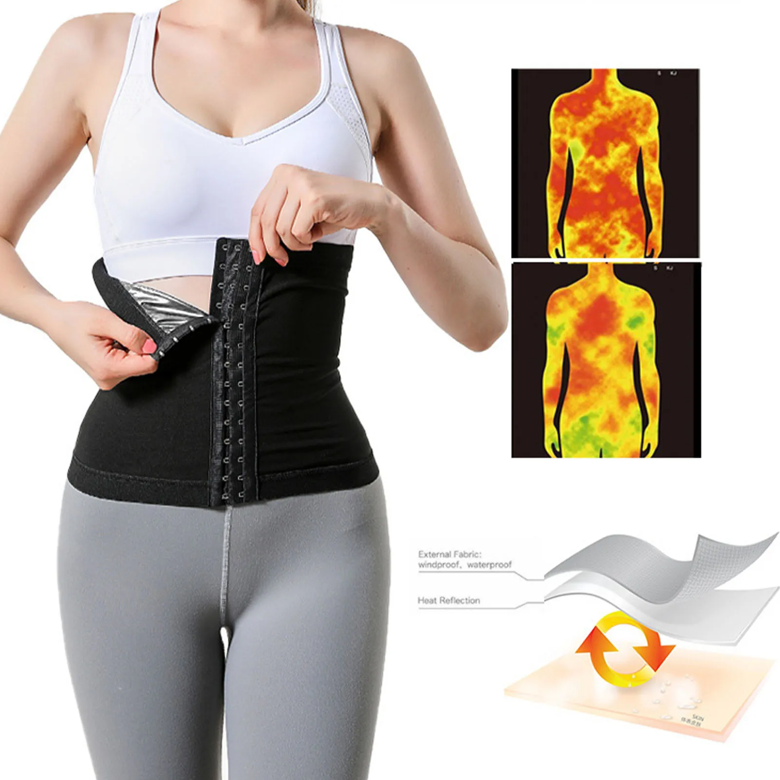 Waist Trainer Silver Ion Coating Women Body Shaper Waist Croset Cincher Tummy Control Sport Girdle Weight Loss Slimming Trimmer