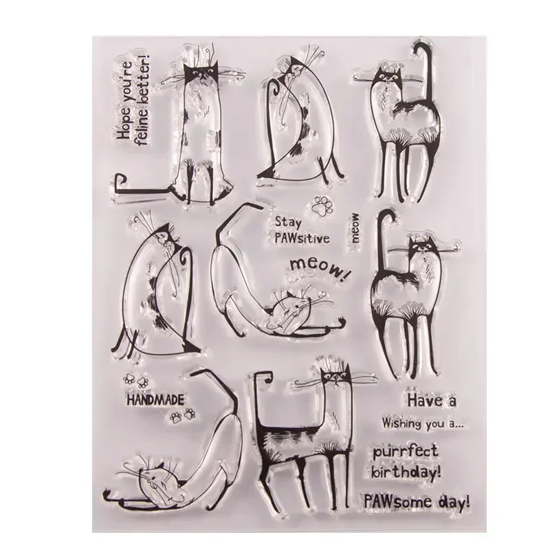 1pcs Cute Cat Meow Stamp Transparent Rubber Clear Stamp/Seal Scrapbook/Photo Album Decorative Card Making Clear Stamps