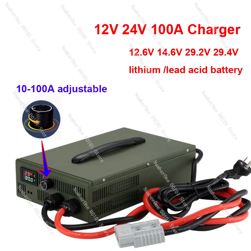 12v 100A 24V 80A  Adjustable Charger 14.6V 60A 12.6V 50A 16.8V 100A 29.2V 29.4V 40A 30A Lithium lead acid Lifepo4 LTO Battery