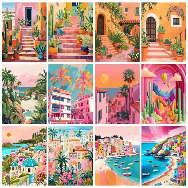 

CHENISTORY DIY Pictures By Numbers Landscape Kits Paint By Number Drawing On Canvas Hand Painted Painting Art Gift Home Decor