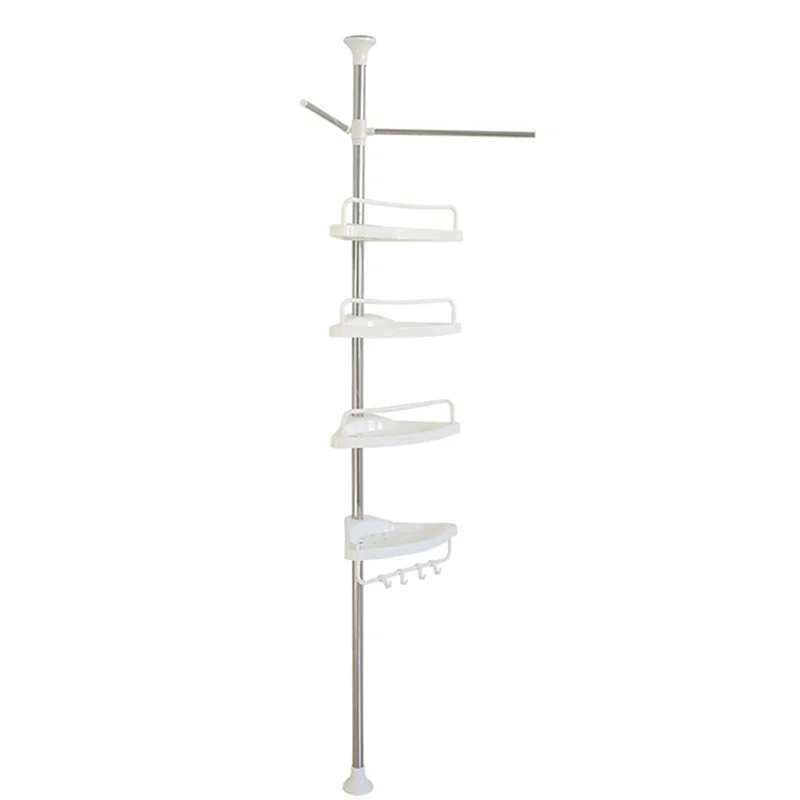 

4 Tier Shower Organizer Shelf Corner Bathroom Organizer Shower Corner Stand Floor To Ceiling Tension Pole Shower