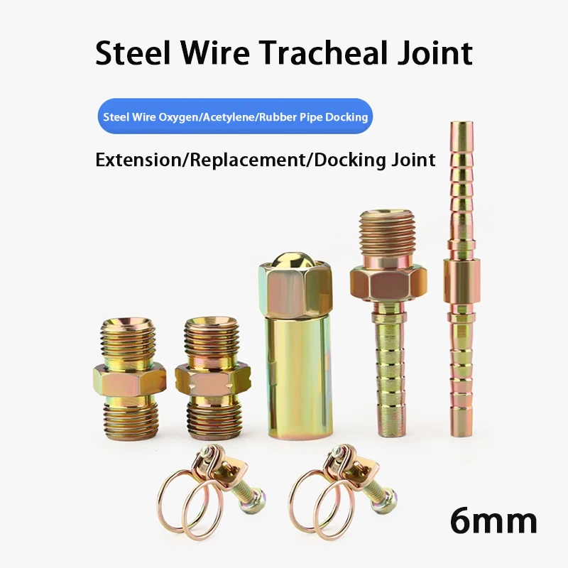 

Steel Wire Pipe Joint Oxygen Pipe Straight Through Acetylene Gas Hose 6mm Pagoda Extension Docking Maintenance Clamp