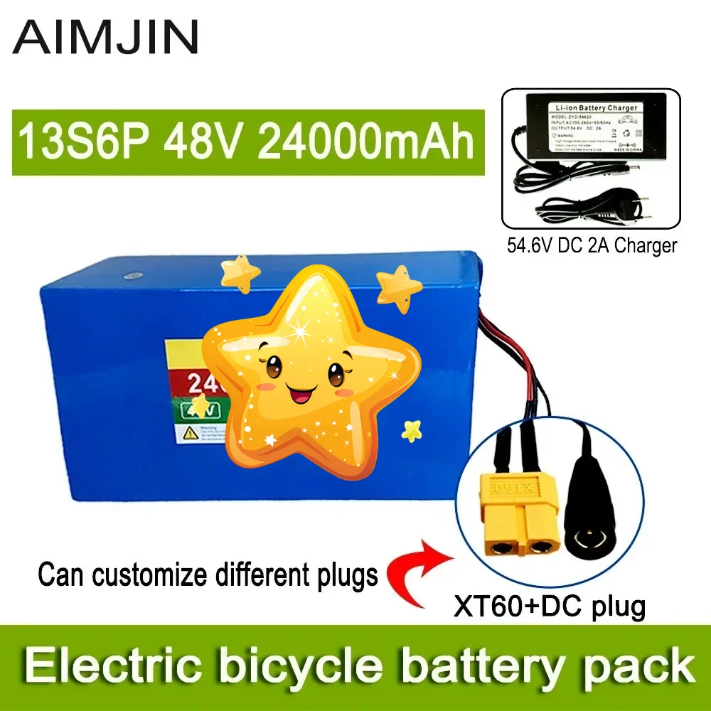 

13S6P 100% New 48V 24000mAh Li-ion Battery Pack,2000W Citycoco Motorized Scooter Battery Built In 50A BMS+54.6V Charger
