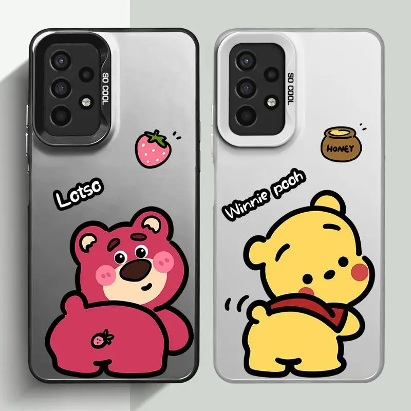 Disney Winnie The Pooh etui do Samsung Galaxy A54 A14 A52 A12 A53 A34 A71 A13 A50 A32 A21s A23 A51 kolorowe srebrne etui na telefon