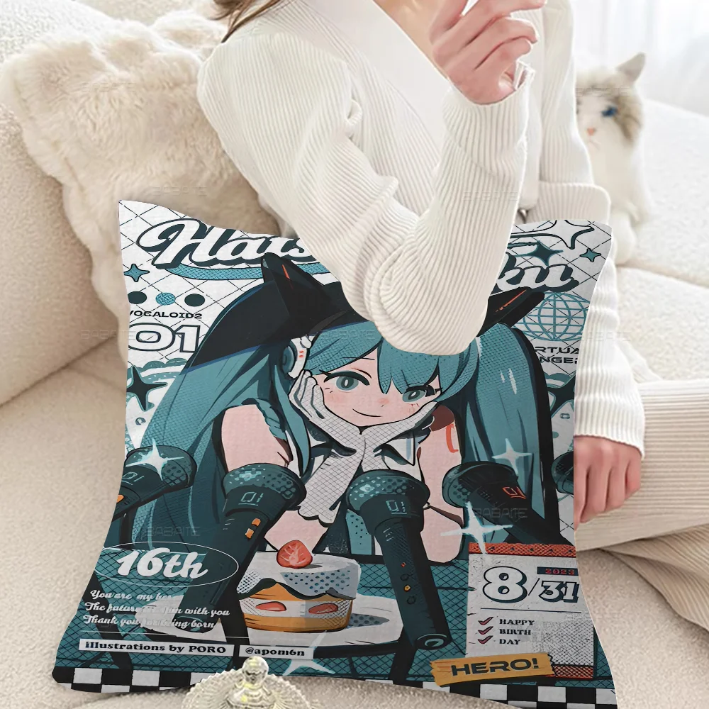 Anime H-Hatsunes M-MikU Pillowcase Toon Gift Cushion Cover Bedroom Home Sofa Chair Seat Decor Pillow Case