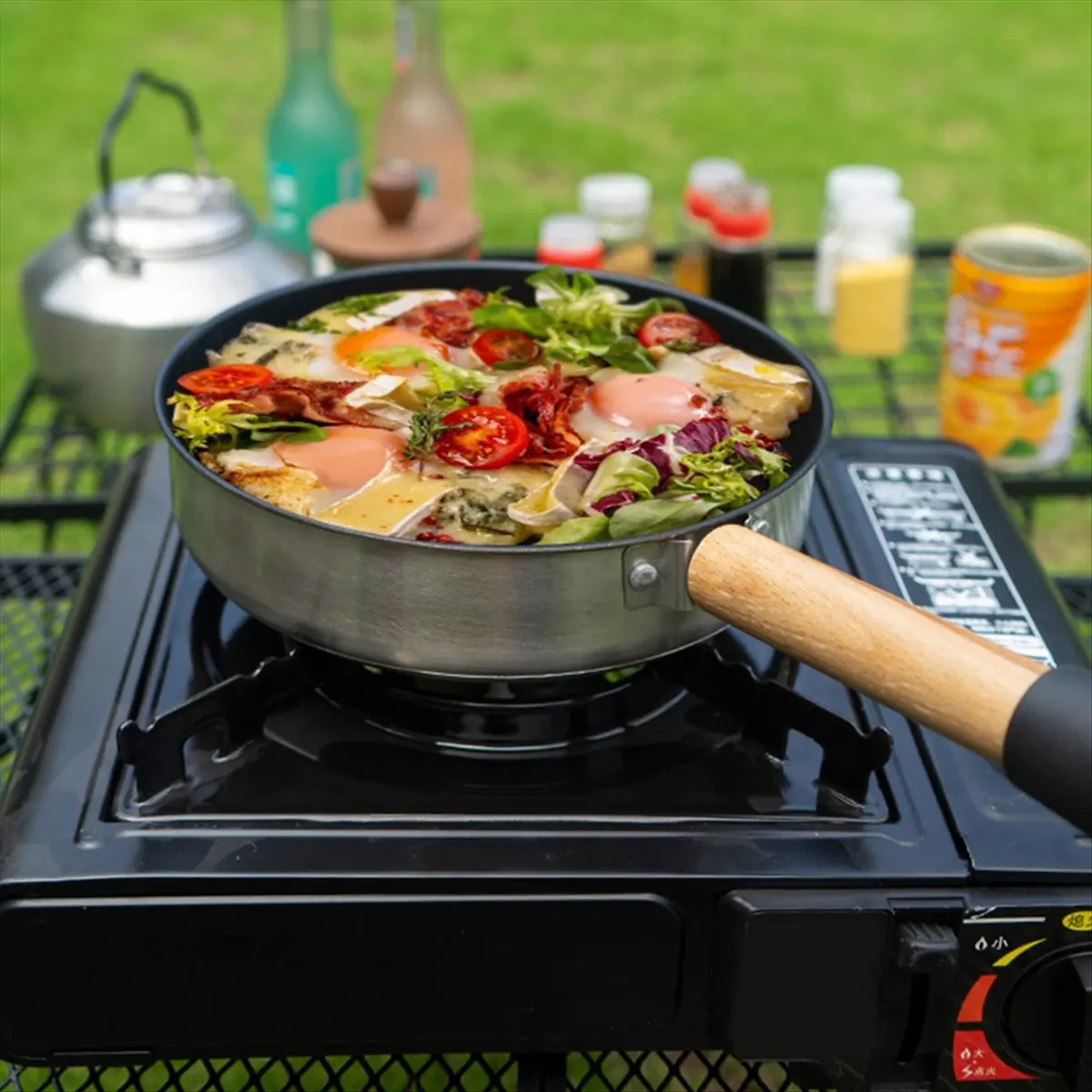 

ONGE Портативная сковорода для кемпинга с антипригарным покрытием, уличная посуда для кемперов и путешественников, сковорода с ручкой