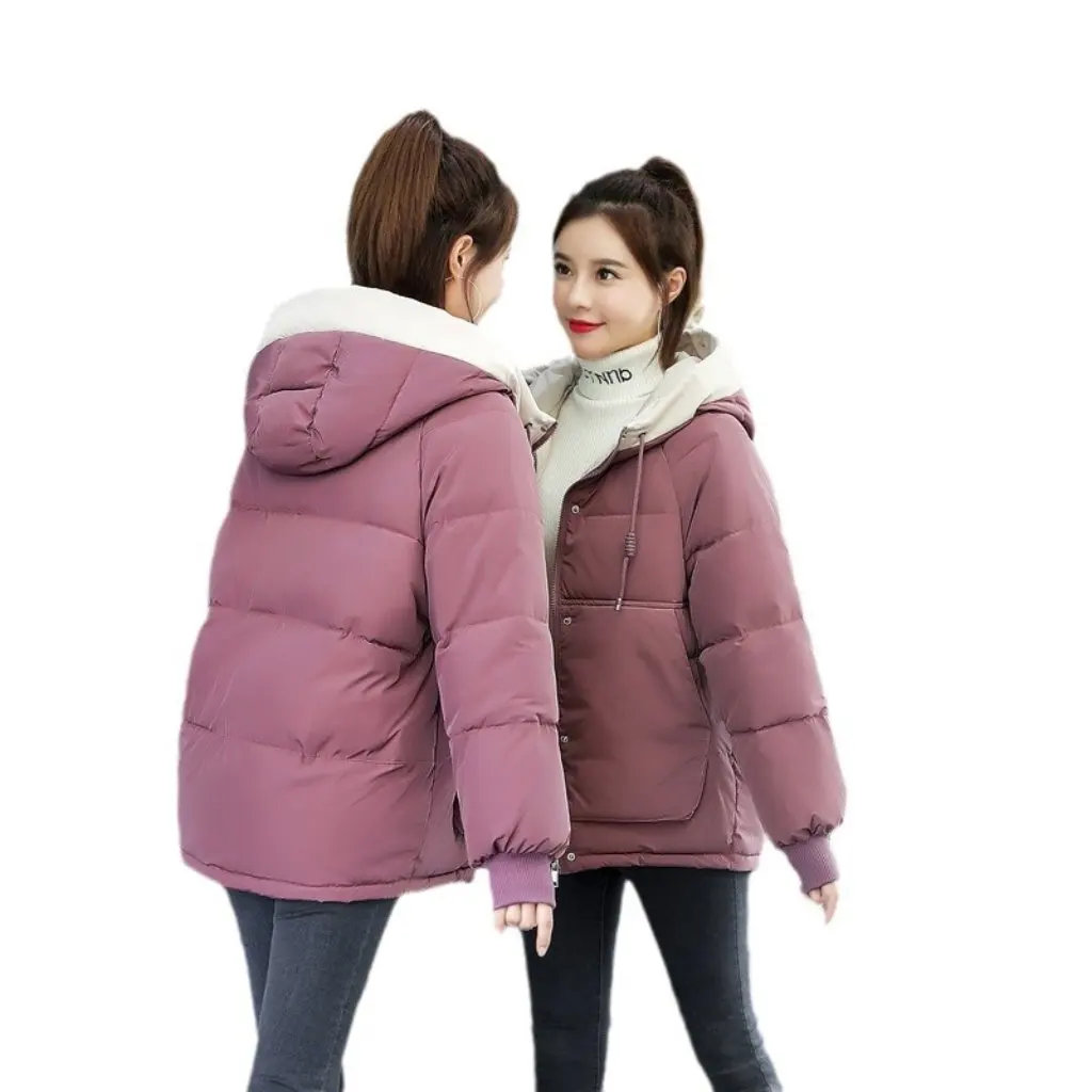 

Women's Cotton-padded Jacket Korean Style Loose Fit Fleece-lined Thickened Winter Coat Short New Clothing