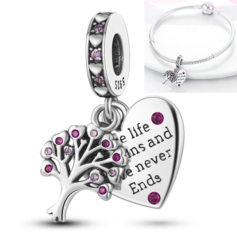 925 Sterling Silber Lebensbaum Anhänger Familie Unendlichkeit Herz CZ Zirkon Perle Passend für Original Armband DIY Schmuck Geschenk für Frauen – Detail 31
