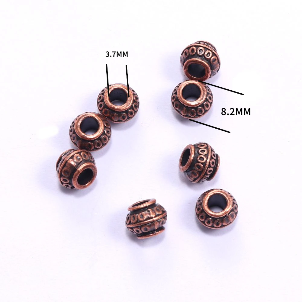 50pcs Tibetan Metal Big Hole Loose Spacer Tube Beads For Jewelry Making DIY Bracelet Necklace Accessoies Wholesale Supplies