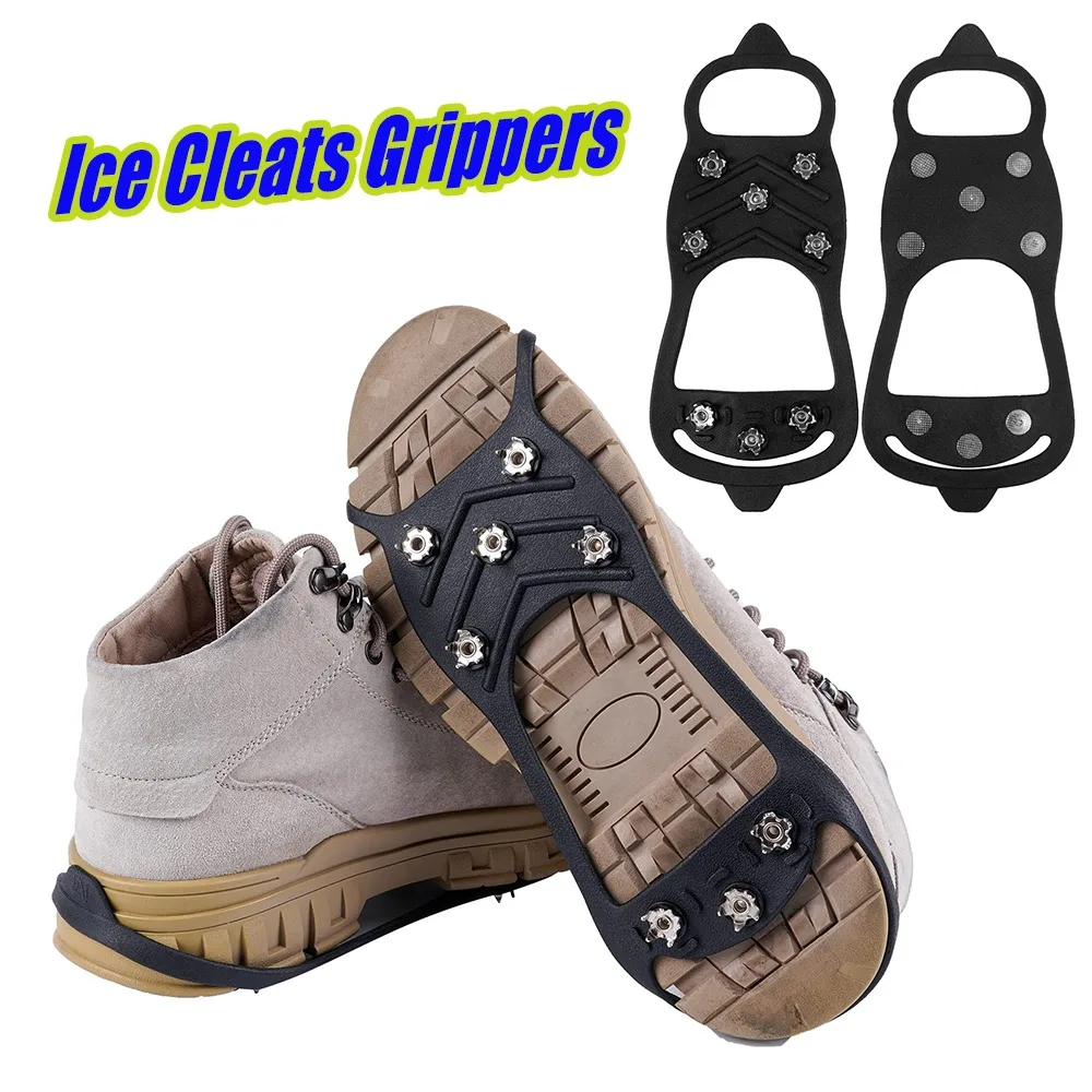 

Противоскользящие ледяные шипы, кошки, снежные захваты для пеших прогулок, кемпинга, ледолазания, тяговые шипы, силиконовое зимнее снаряжение, унисекс, 5/8 зубов