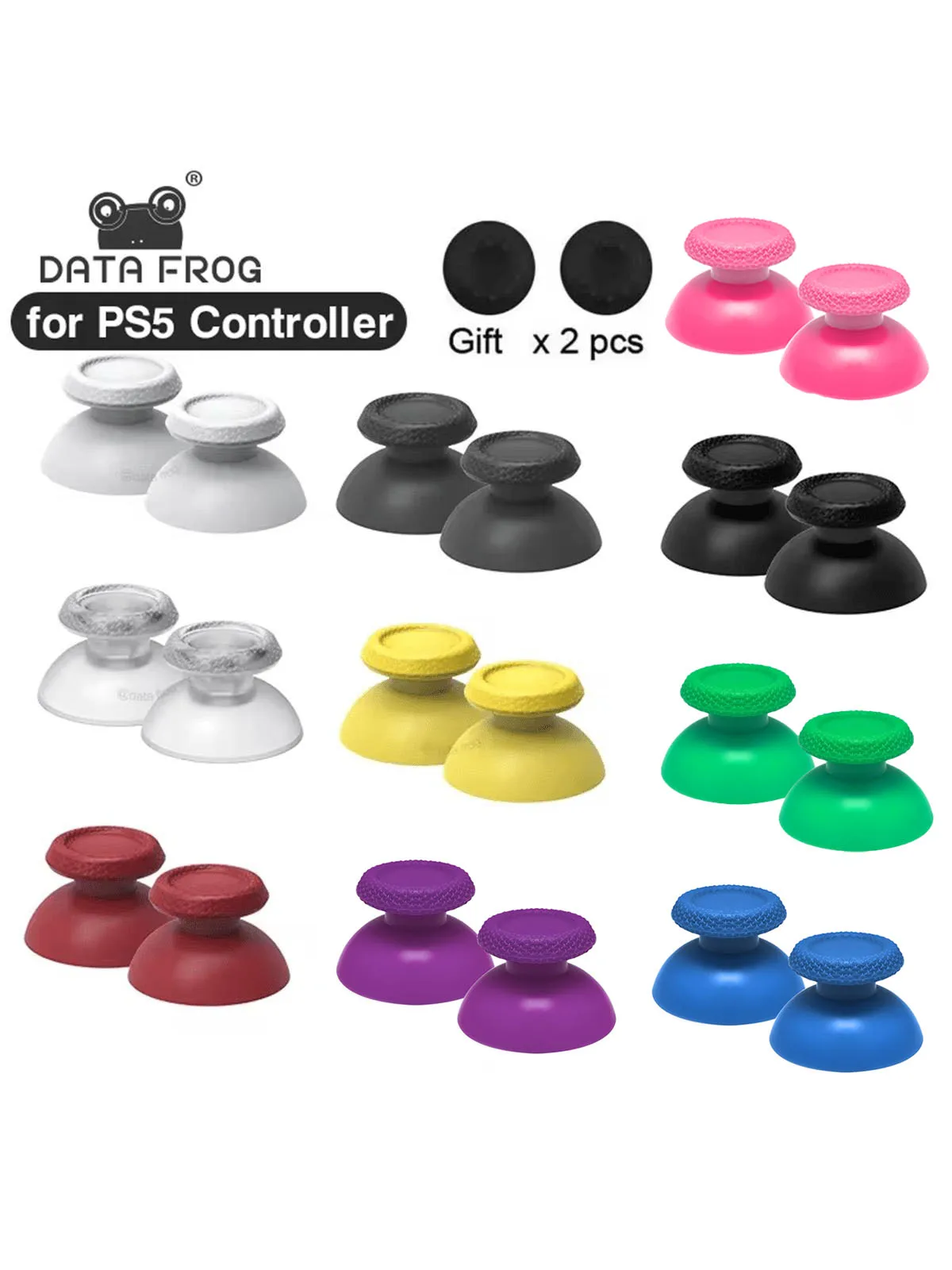 DATA FROG Replacement Thumbsticks for PS5 Controller, 3D Joystick Caps Analog Stick Buttons Accessories