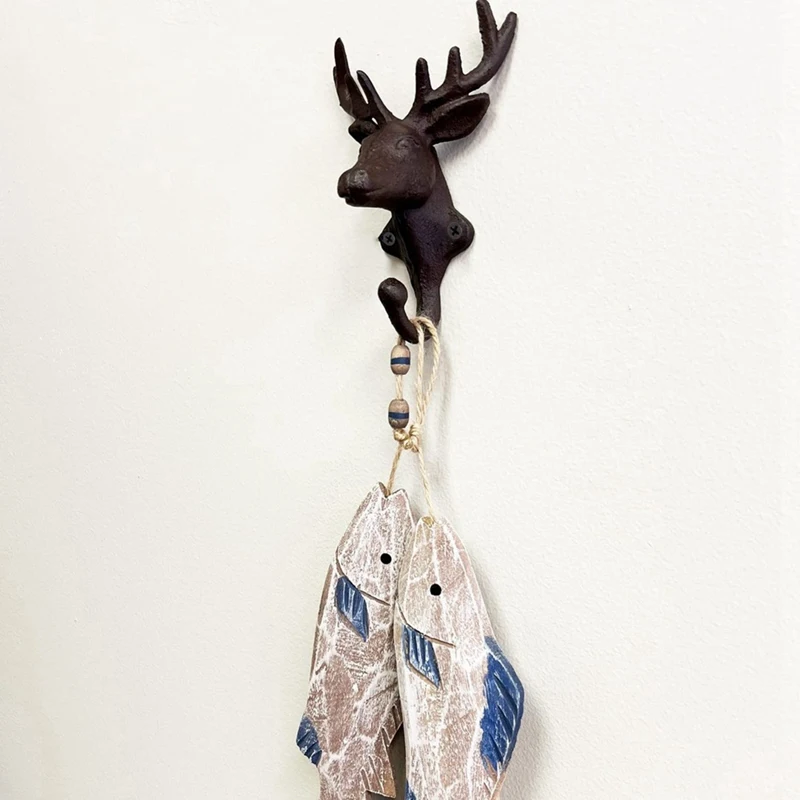 Coat Hook Ornamental Wall Key Holder Hanger Practical Distressed Deer Head Hook Hanger For Towel