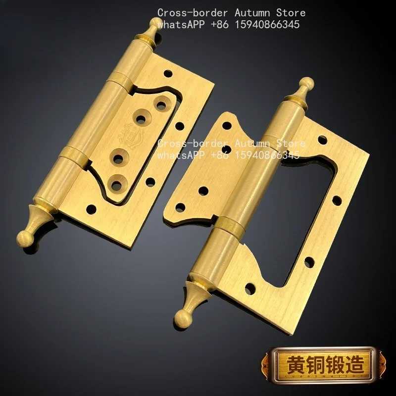 Slotted-free brass bearing, silent invisible  mother hinge wooden door hinge, butterfly folding 4 inches thickened 1 piece
