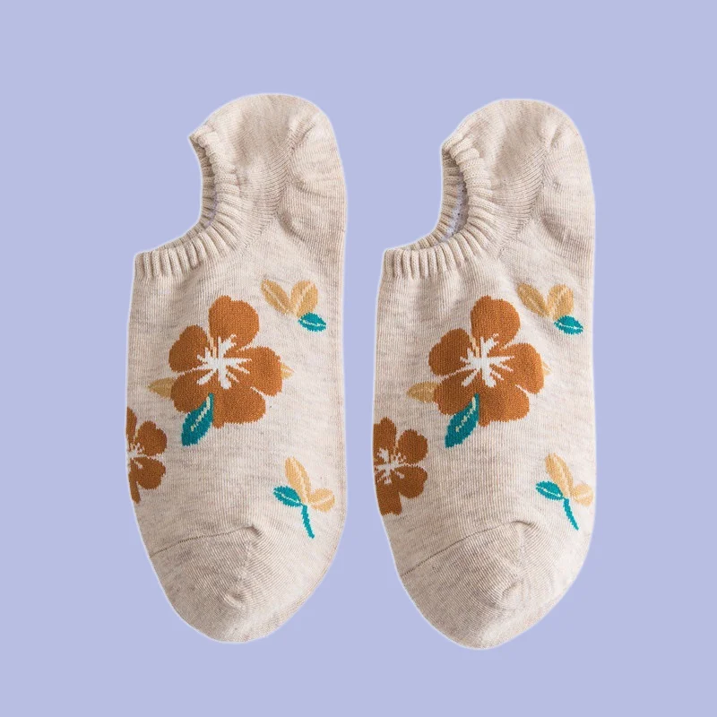 5/10 Pairs 2024 New Summer Women's Socks Thin Small Flower Shallow Mouth Socks Sweat-absorbent Breathable Invisible Socks