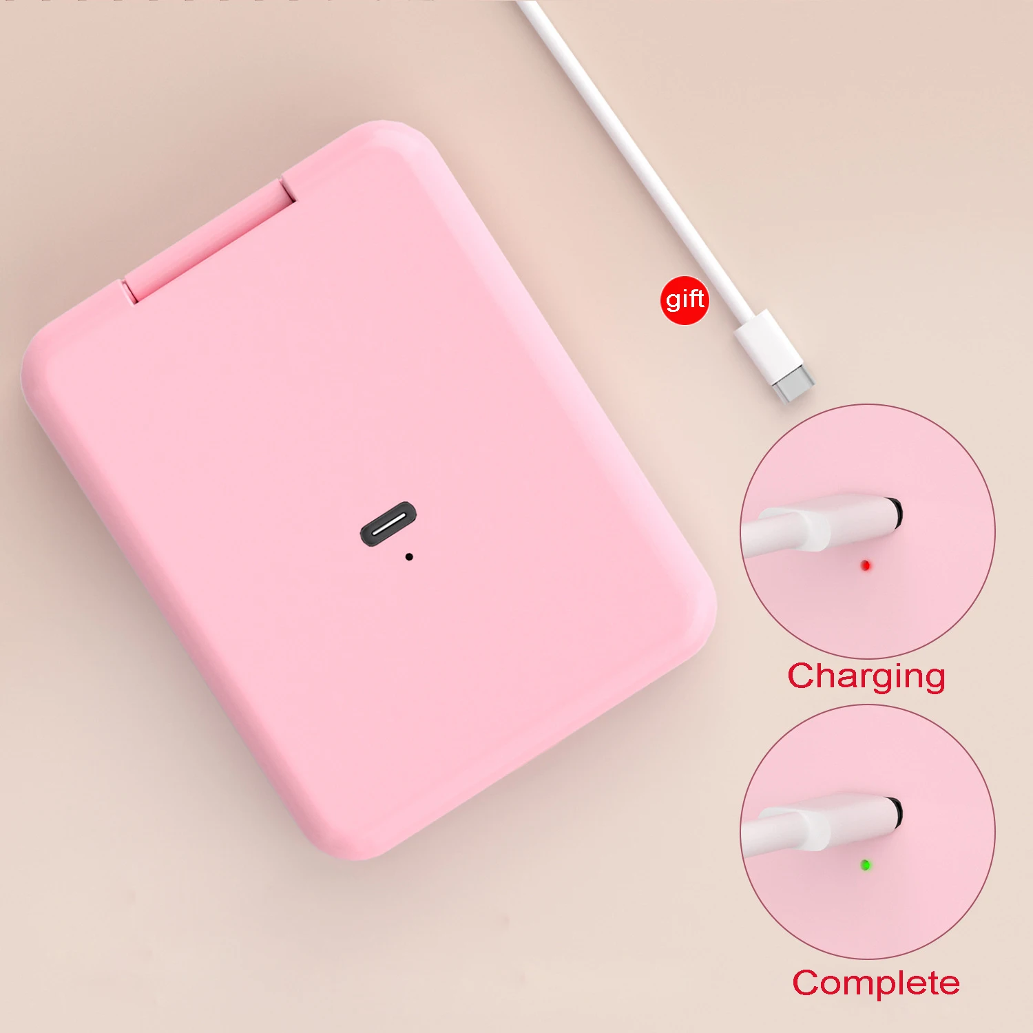 2-stronne mini przenośne powiększające składane lusterko do makijażu Led Compact Pocket Travel Estetyczne lusterka kosmetyczne Narzędzia do makijażu