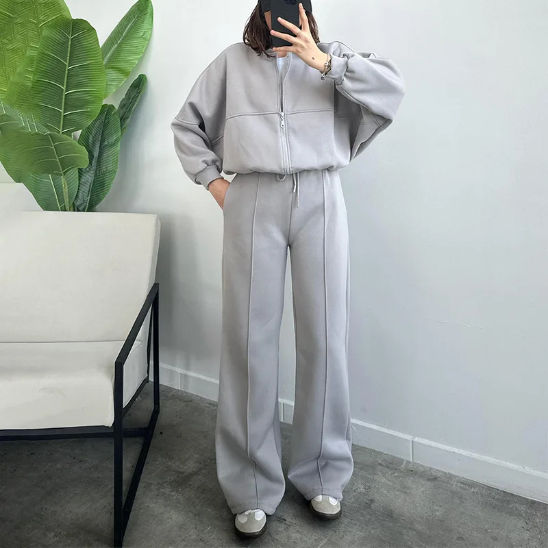 Conjunto de dos piezas de cárdigan simple para mujer, elegante, deportivo, informal, color sólido, novedad de 2024