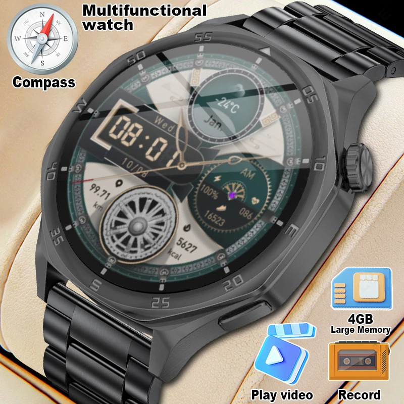 

LIGE Men Smart Watches Ultra HD Tempered Screen 4GB Large Memory Compass Bluetooth Call Sport Heart Rate Monitor Smartwatch New