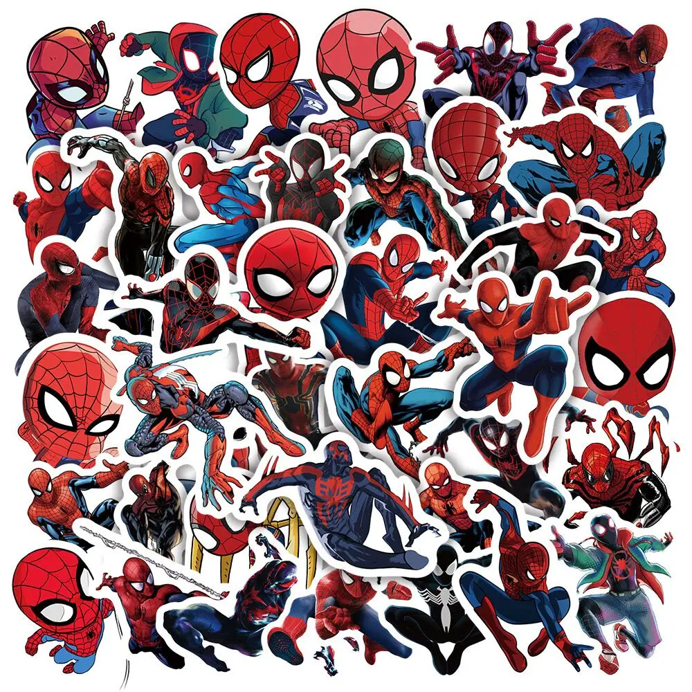 Disney-Autocollants Spider Man Anime pour enfants, décalcomanies de jouets sympas, planche à roulettes bricolage, cahier, ordinateur portable,