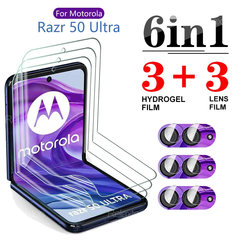 6in1 Front Screen Soft Hydrogel Film For Motorola Razr 50 Ultra Lens protector 50Ultra Razr50 Ultra 6.9