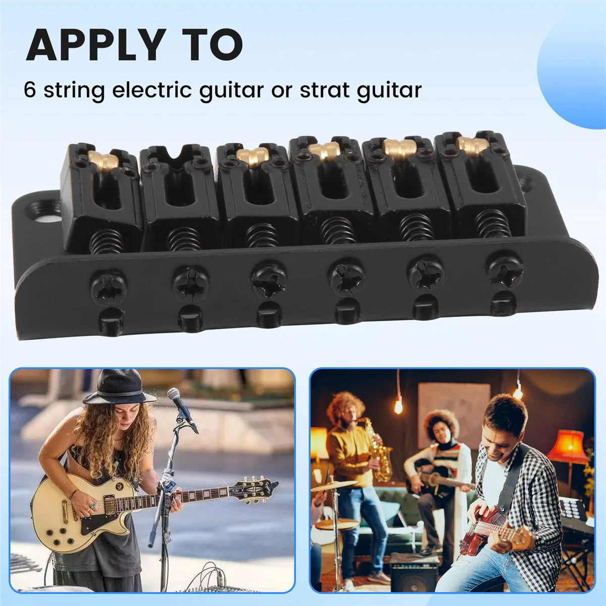 SMIEA Cuerpo de puente de guitarra rígida para piezas eléctricas de 6 cuerdas Negro