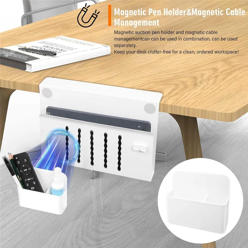 

VO-Desk Side Storage,No Drill Under Desk Cable Management Tray,Clamp On Side Desk Organizer,Under Desk Storage For Office Durabl