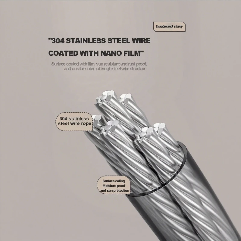 5.1 متر قابل للسحب الفولاذ المقاوم للصدأ داخلي في الهواء الطلق الغسيل الثقيلة الغسيل تجفيف الرف توفير المساحة مجفف الملابس دائم #5