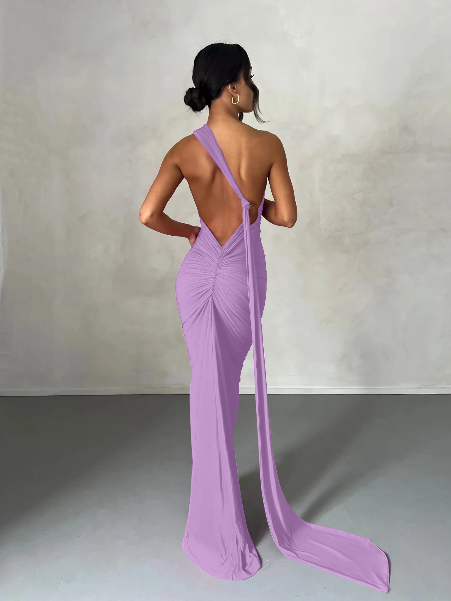 Hugcitar One Shoulder Backless Adjustable Scarf Loop Ruched Sexy Maxi Dress Women Elegant Y2K Streetwear Festival Outfit 299 S99305709df054b2c8fb08980fa56f260j
