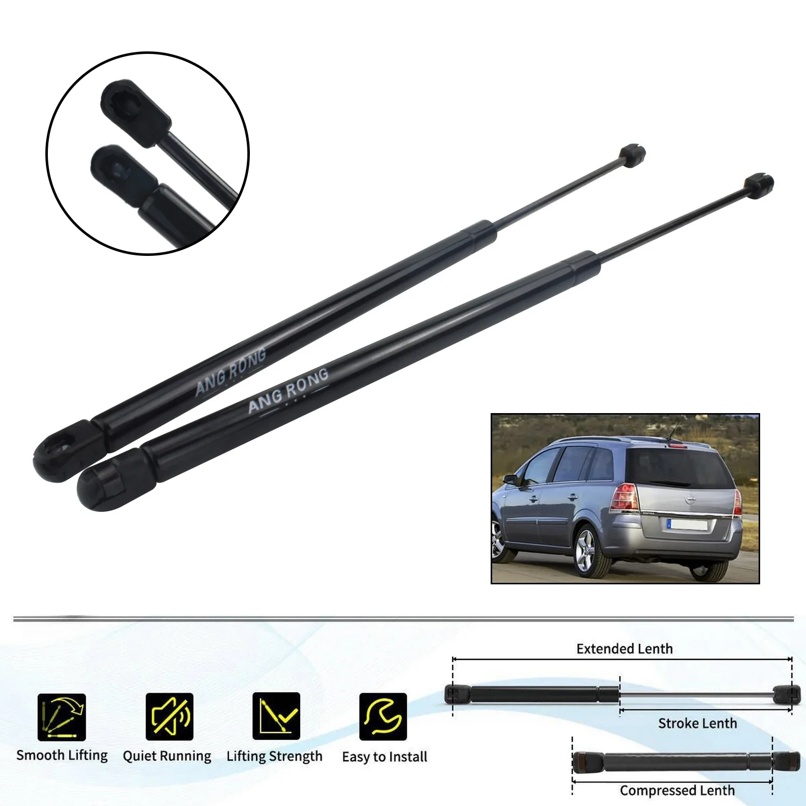 2X Tailgate Boot Gas Struts Springs Support Lifter Spring For 1999-2005 Opel Vauxhall Zafira A