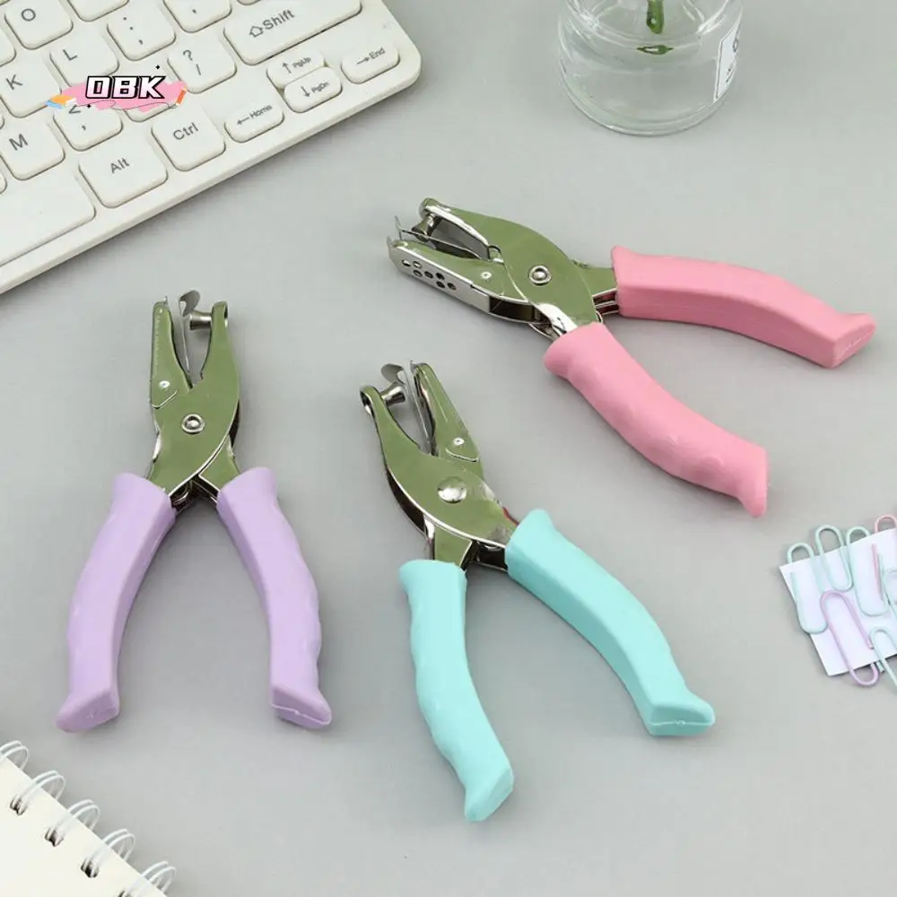 Single Hole Mini Paper Punch Macaron Color Non-slip Handle Single Hole Punch Save Effort 6mm Hole DIY Paper Puncher School