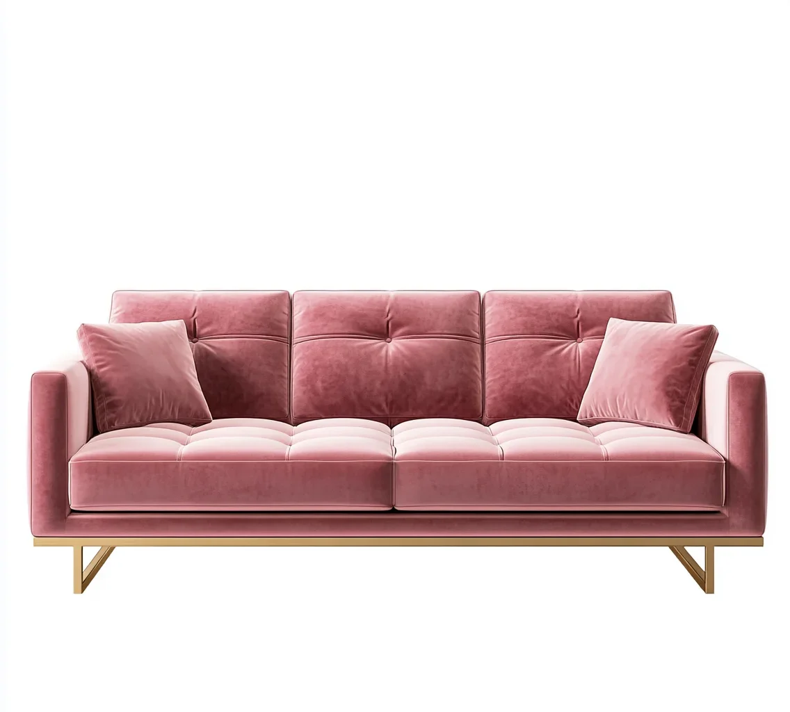 

American Luxury Modern Style Three-Seat Sofa Set Designer Fabric Stainless Steel Bottom Frame Velvet Wood