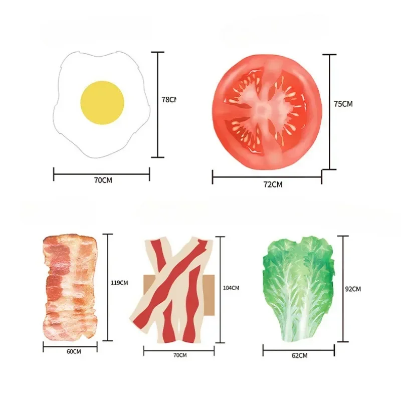 Costume da frutta e verdura Stampato in 3D Festa unisex Spugna Carnevale Pancetta Costume Spettacolo teatrale Divertente Carnevale Fancy Dress Up Party