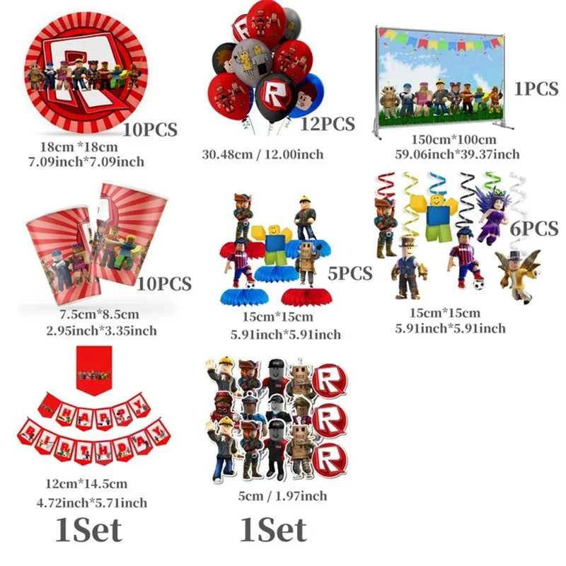 

New Robot Robloxed Birthday Party Decor Plates Napkins Paper Cups Robloxed Tablecloth Banner Tableware Birthday Party Supplie