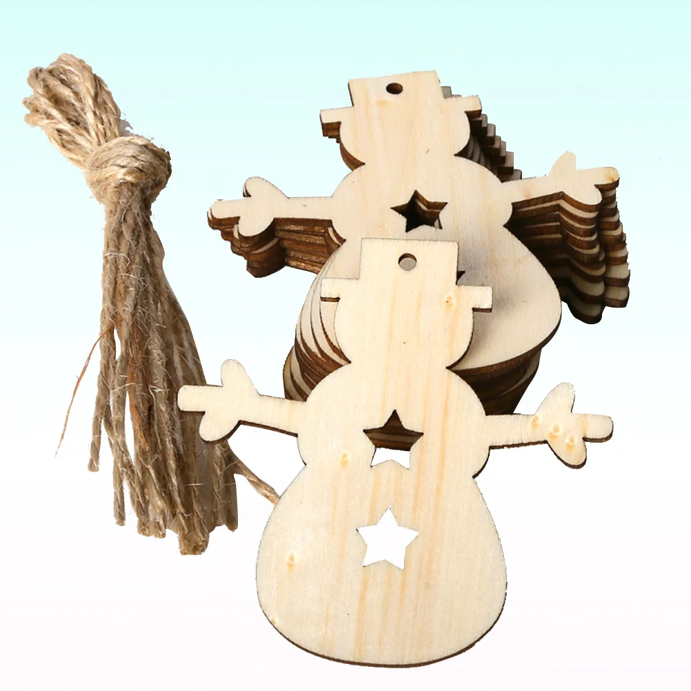 

10Pcs Snowman Christmas Wooden Hanging Decoration DIY Rustic Craft Ornaments Rustic Wood Christmas DIY Decoration Pendant