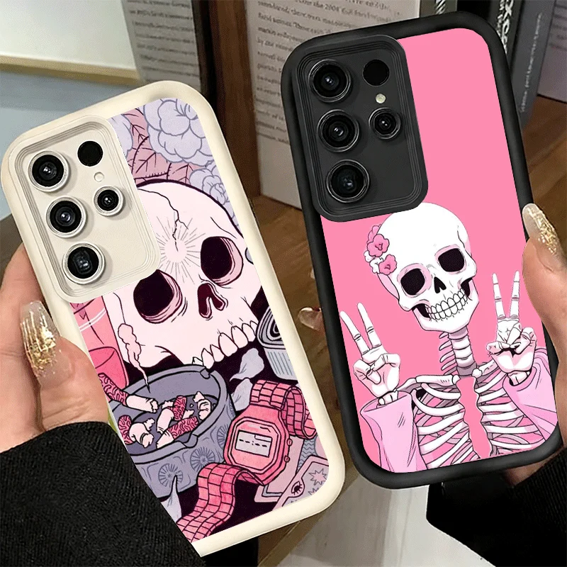 Pink Style Skull Witch Soft Phone Case for Samsung Galaxy S26 Ultra S25 FE S24 + S23 S22 Plus S21 S20 FE 5G Shell Silicone Funda