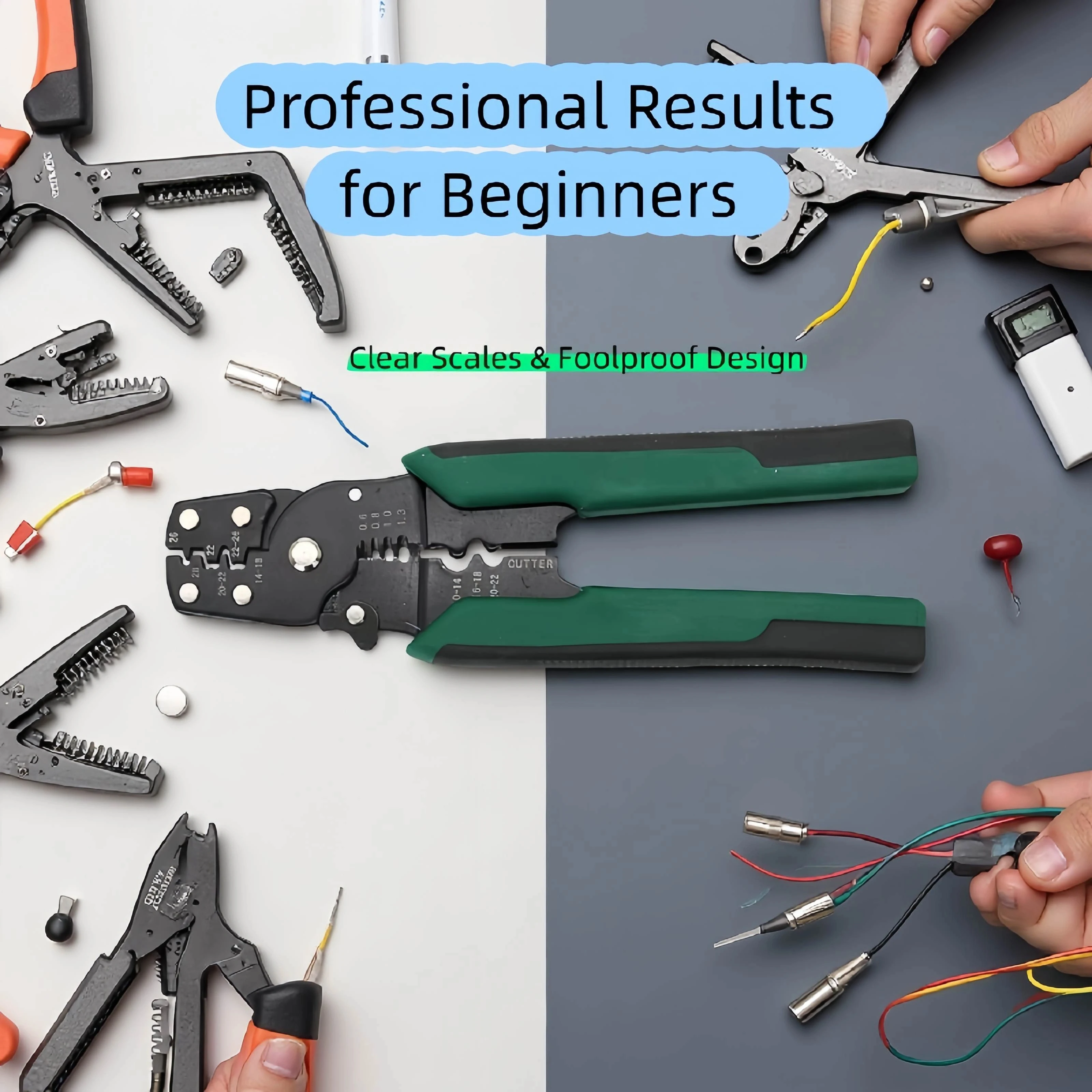 

Electrical Clamp Mini Tools Multifunctional Crimping Pliers Wire Stripper Cutter Crimper 10-26AWG Crimping Tool Terminals