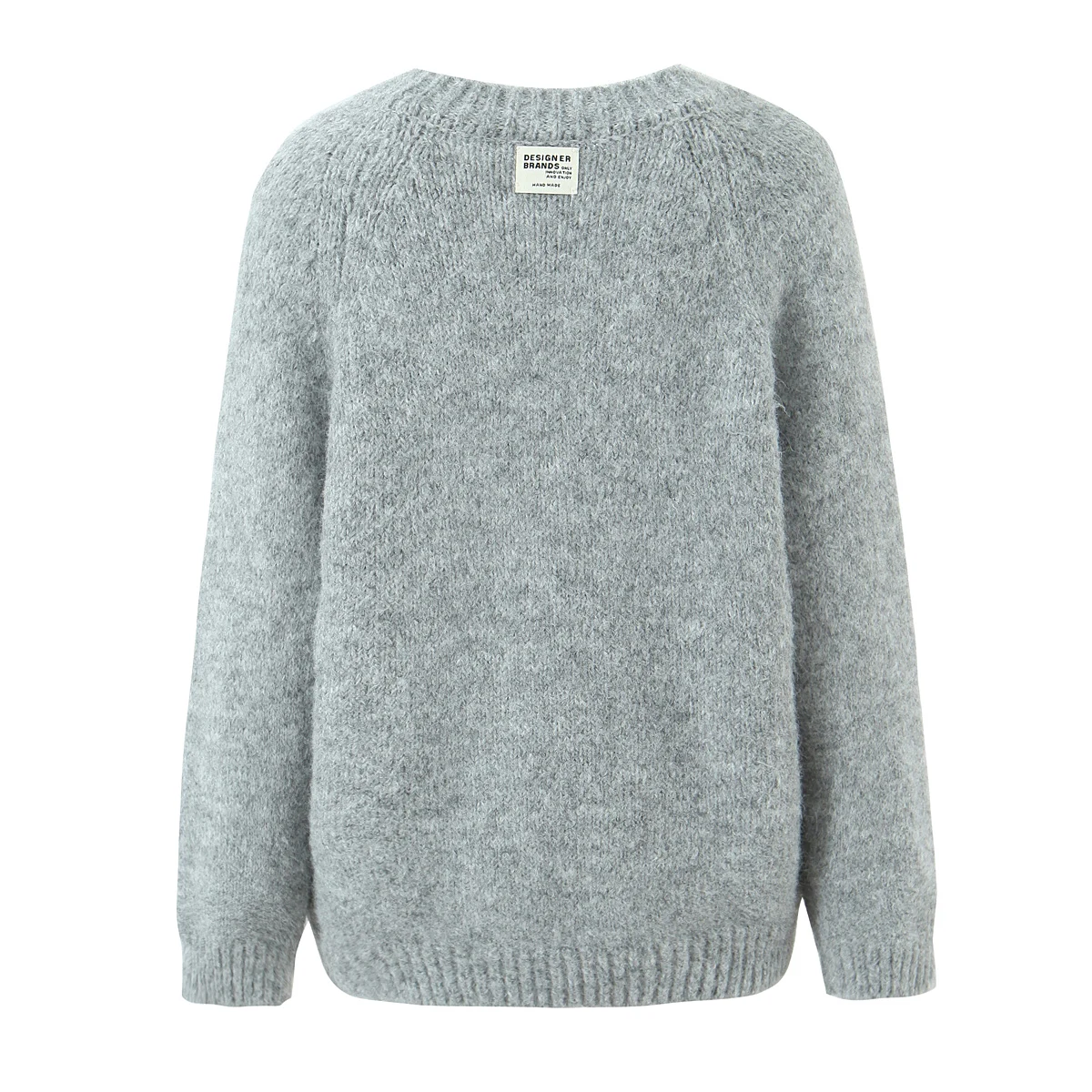 6 cores novo outono inverno gola redonda camisola de malha para mulheres manga longa raglan solta malhas grossas jumper de grandes dimensões damasco