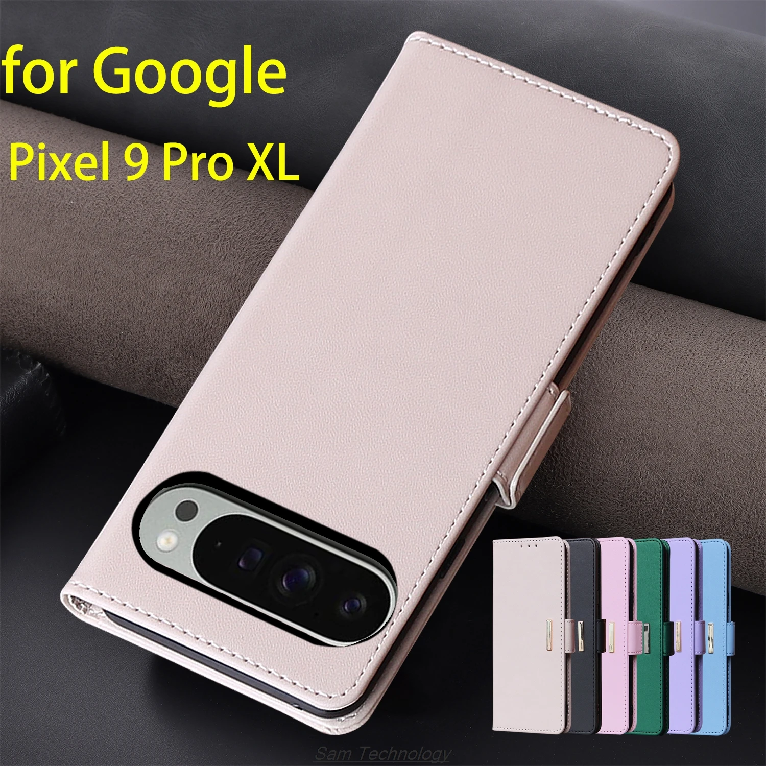 

Кожаный чехол с магнитной пряжкой для Google Pixel 9 Pro XL, кошелек с RFID-блокировкой, откидная крышка, женский простой чехол Capa Fundas Coque