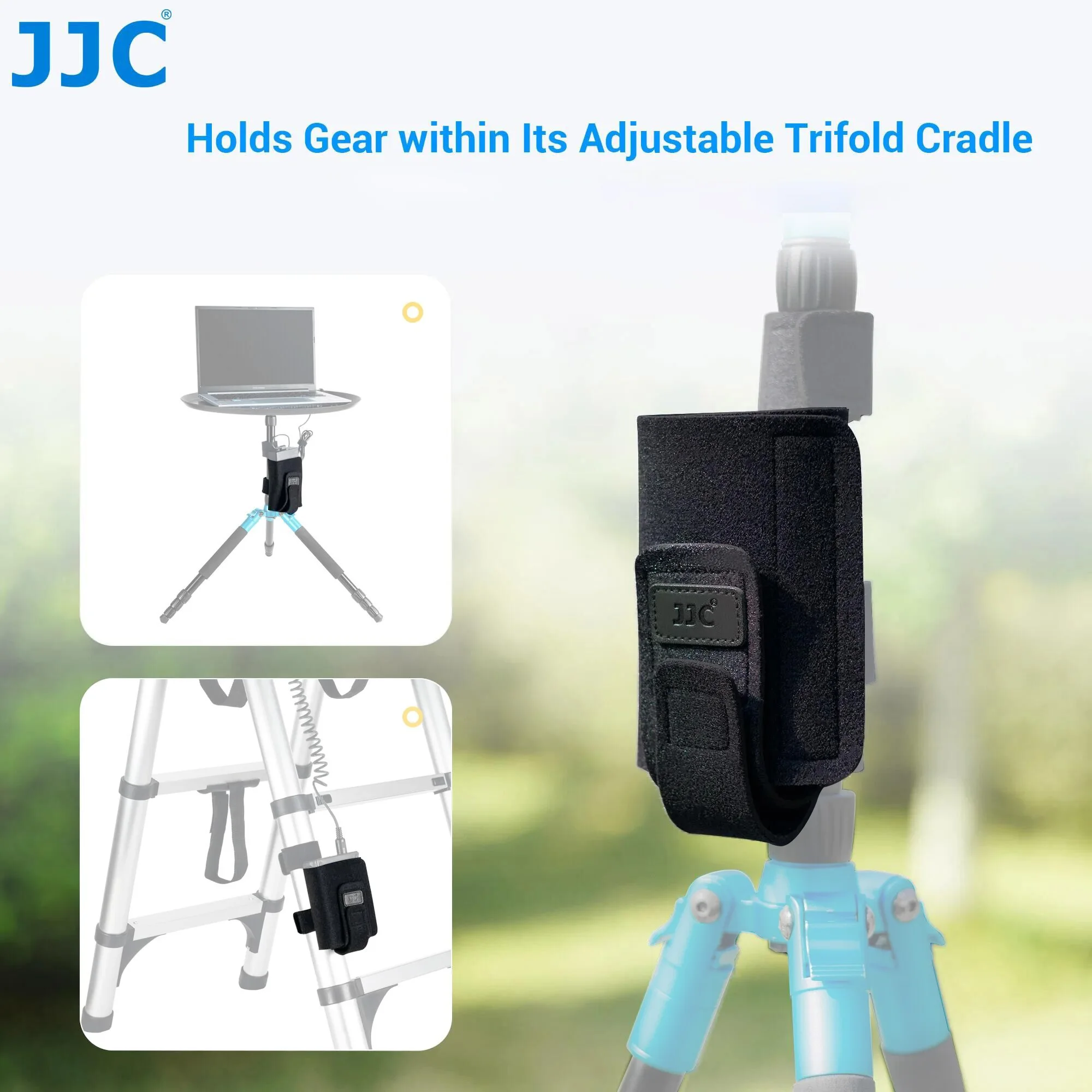 JJC Equipment Mounting Strap Cable Cradle Tripod Legs Mounting Bag for Power Bank ,Light Stand, Remote,Photography Accessory