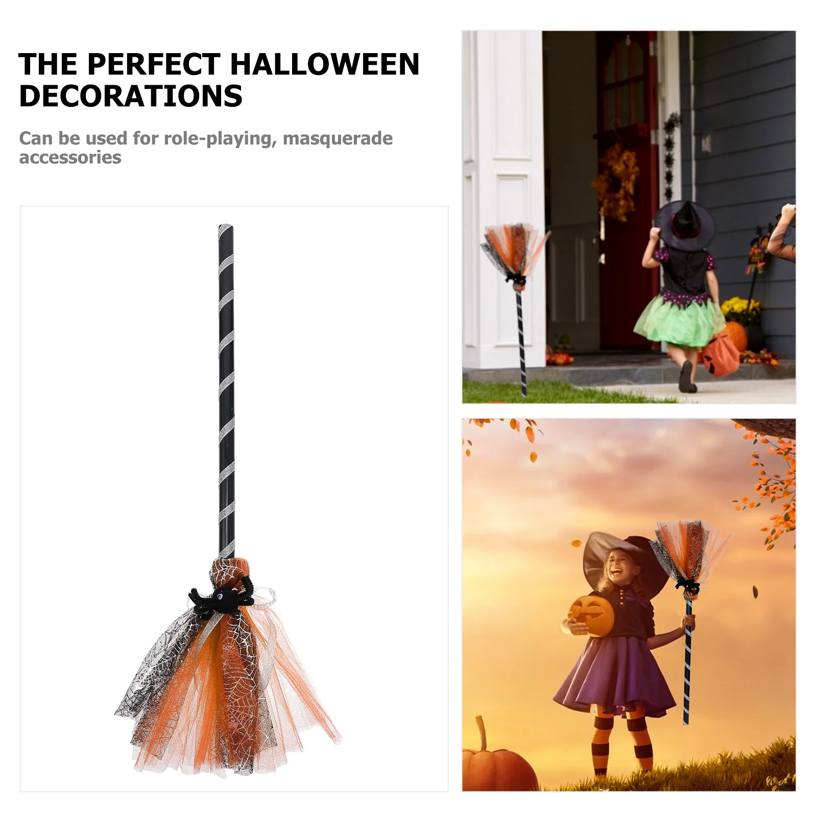 

1Pcs Halloween Broom Witch Broomstick Party Prop High Wear Resistance Fine Workmanship Gift Halloween Broom Party Prop