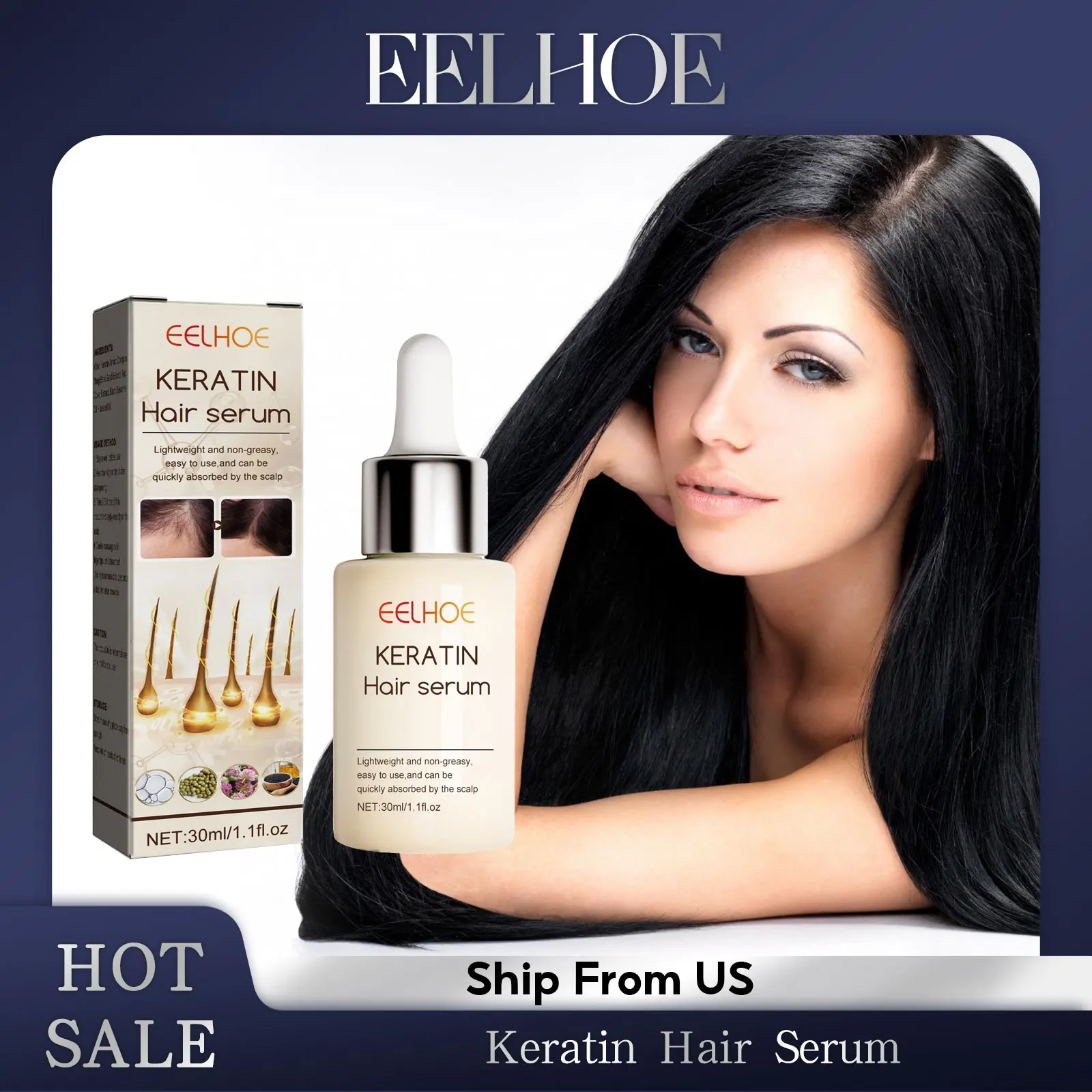 EELHOE Dense Hair Growth Oil Repair Damaged Natural Extract Nourishing Hair Treatment Serum Pro Keratin Hair Strengthening Oil