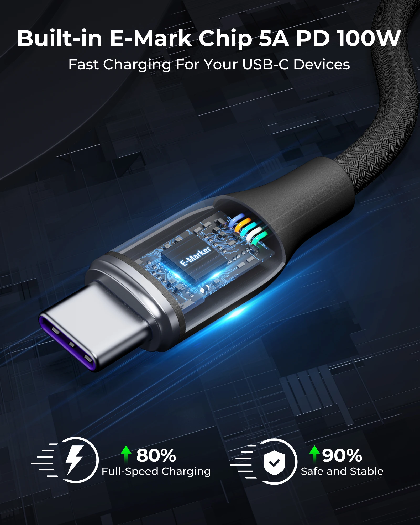Voltme Usb C Naar Usb C Kabel 100W Pd 5a Snel Opladen Type C Naar Type C Kabel Nylon Gevlochten USB-C Koord Voor Macbook Pro Galaxy S23