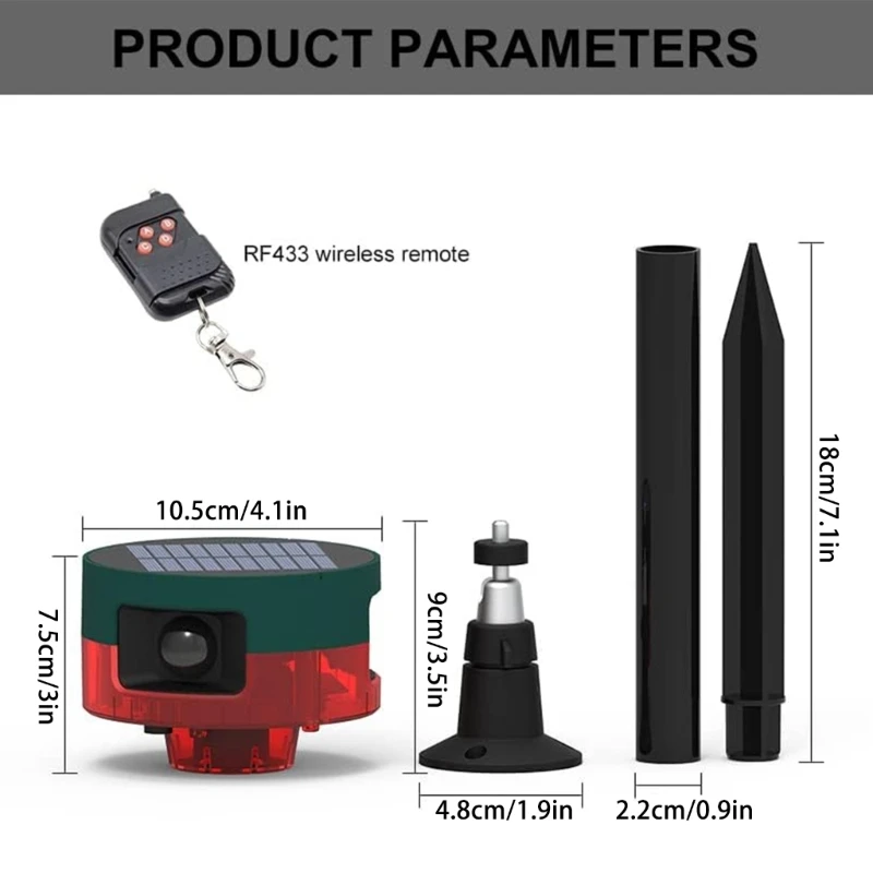 Lampe d'alarme avec capteur mouvement, détecteur loup sanglier, pour abri jardin, cour, livraison directe
