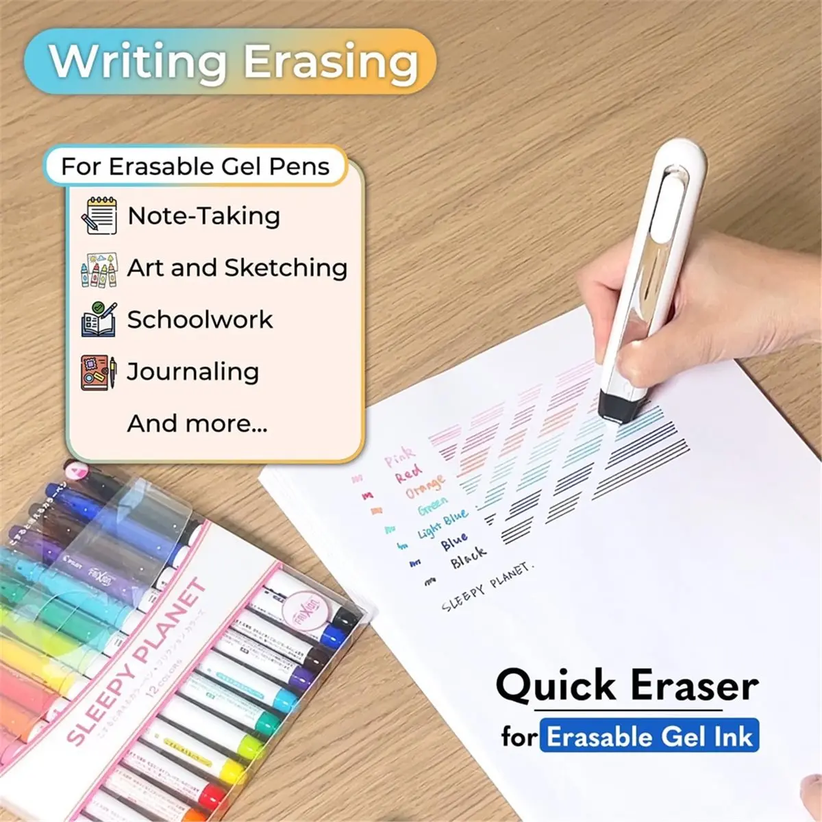 Utility Design Erasable Thermal Eraser for Gel Ink Pen, Thermal Printing Eraser, Card Flattening Kit, Foil Hot Press, White Ligh
