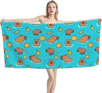 Capybara Summer Beach Towels for Kids Cute Soft Fluffy Travel Bath Spa Microfiber Comfortable Swim Surfing Towel
